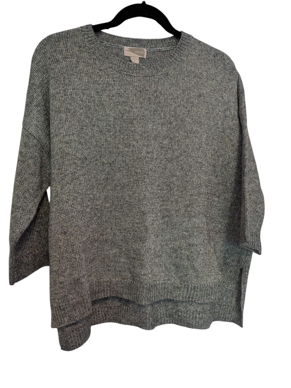 Forever 21 sparkle Gray Crewneck Boxy Knit Sweater - M